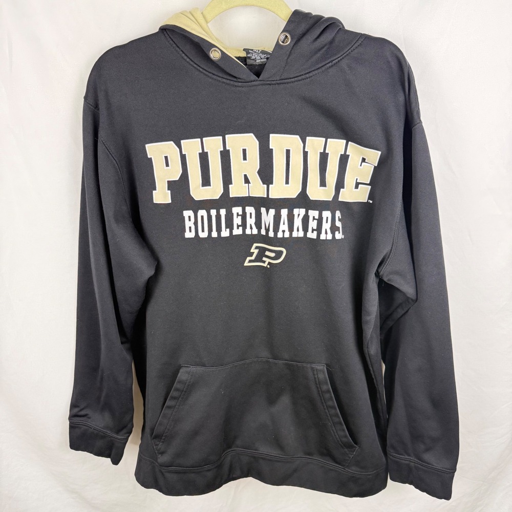 Colosseum Black Purdue Boilermakers Pullover Hoodie 1XLT Kangaroo Pocket College